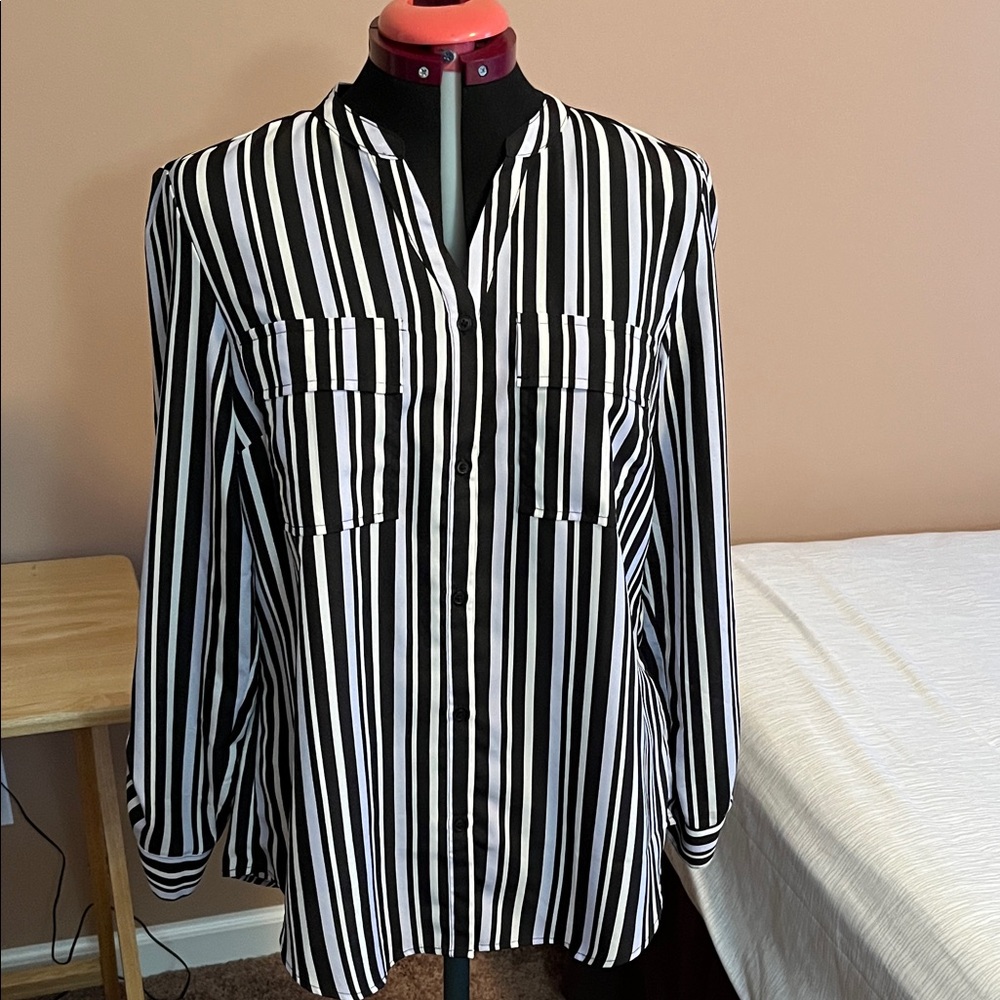 Black and White Striped Women’s Blouse